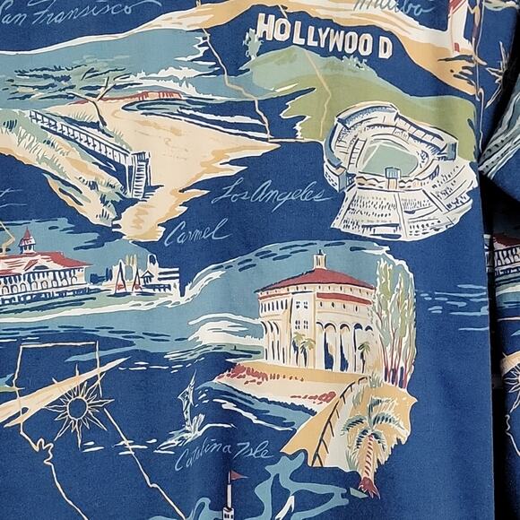 Bluewater Wear Vintage Hawaiian Button-up Short-sleeve Shirt California Theme L - Picture 10 of 14